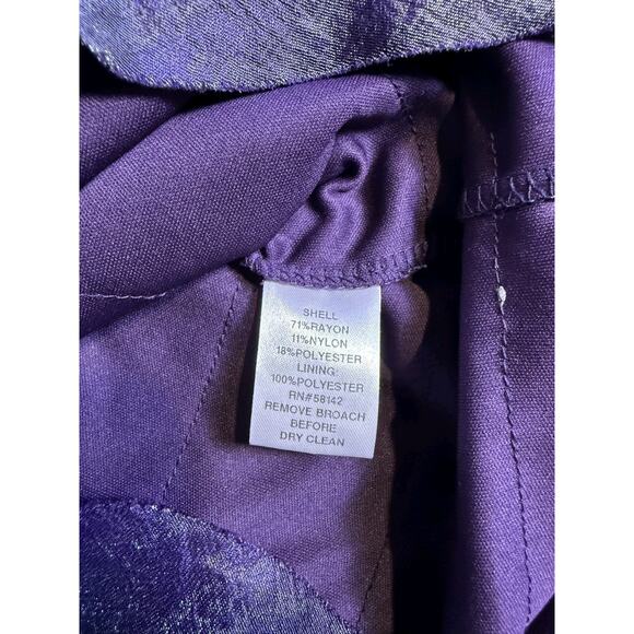 London Times Women Purple Dress Size 8 Floral Ruched Midi Sleeveless D176 - Picture 9 of 13